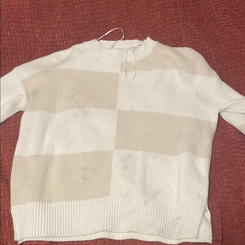 Striped Beige and Cream Women's Sweater